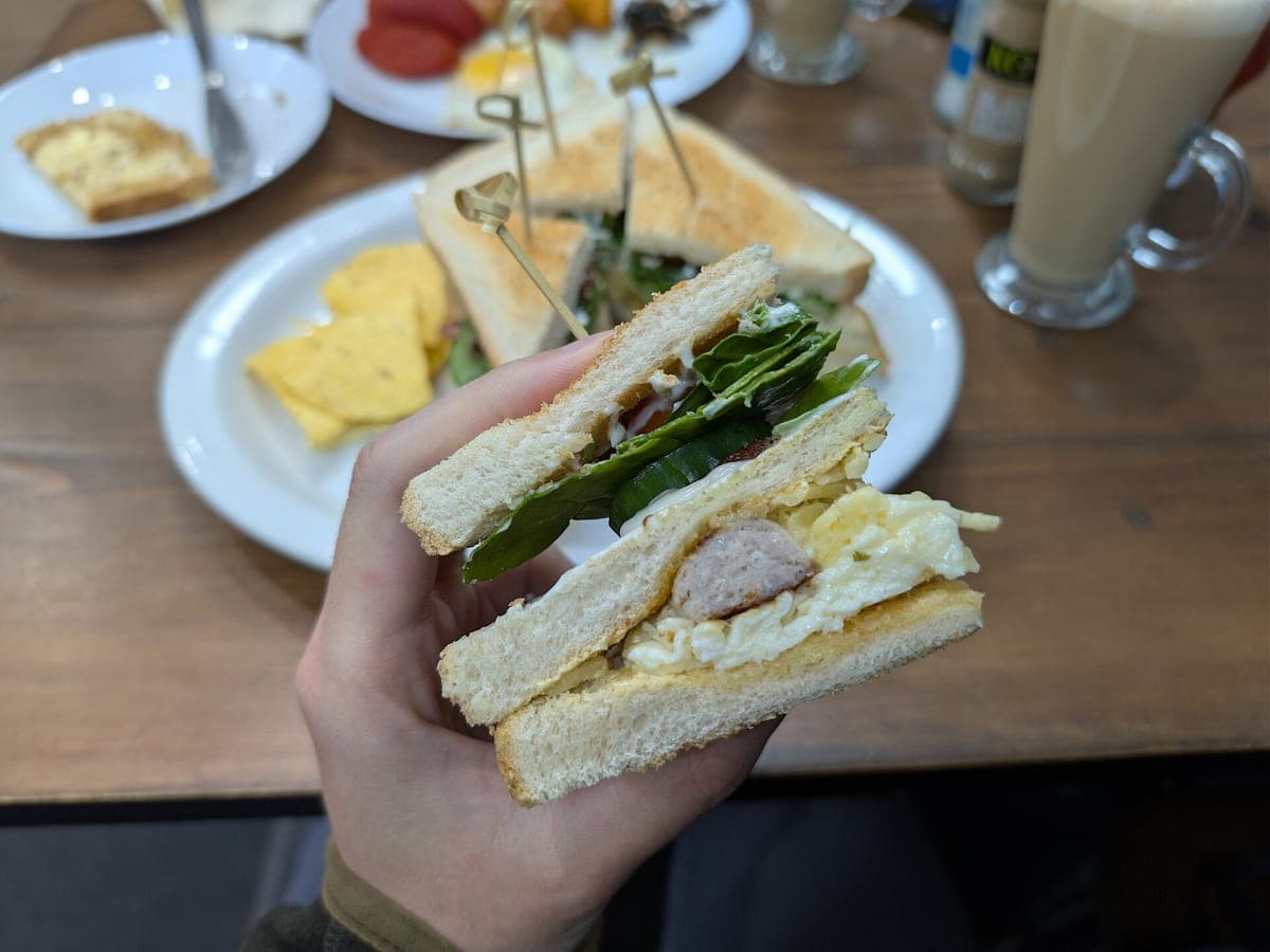 Before: Toasted club sandwich, original phone photo