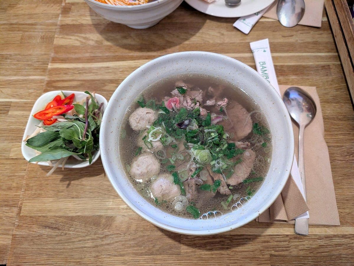 After: Beef pho, Top-Down look