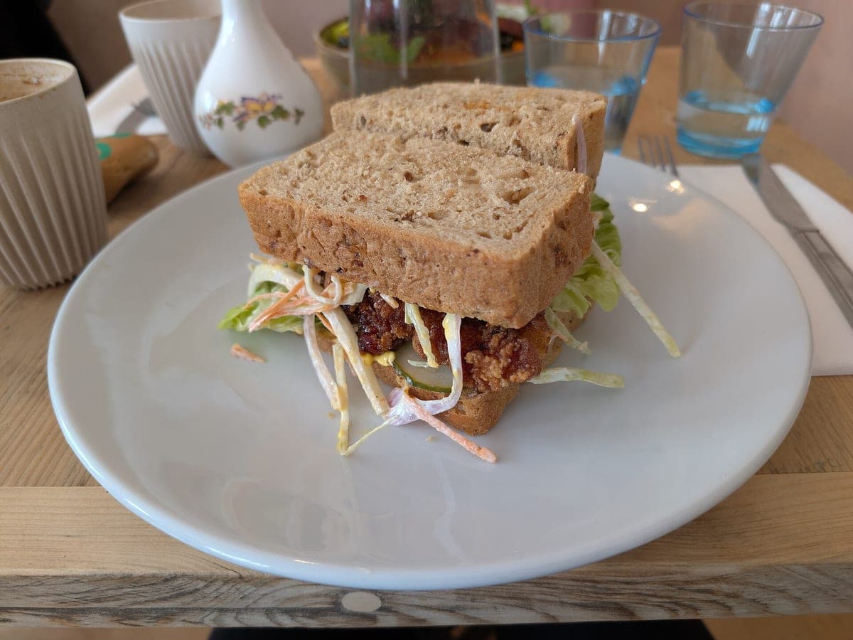 Before: Fried chicken sandwich on wheat, original phone photo