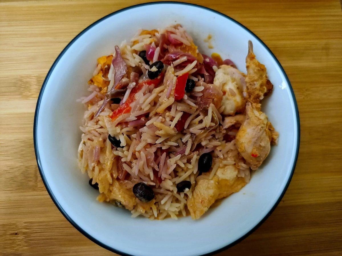 After: Chicken & rice bowl, Top-Down look