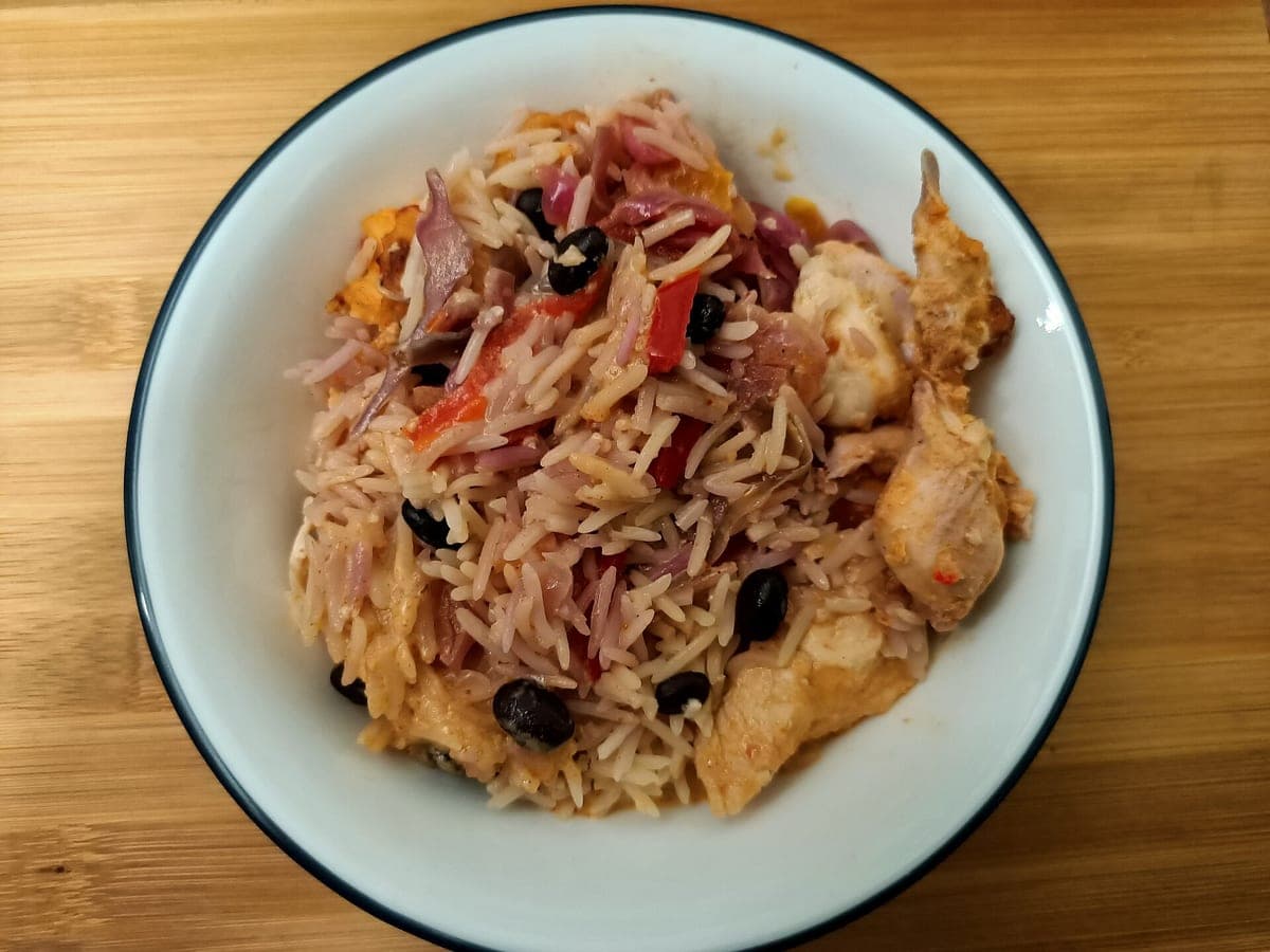 Before: Chicken & rice bowl, original phone photo