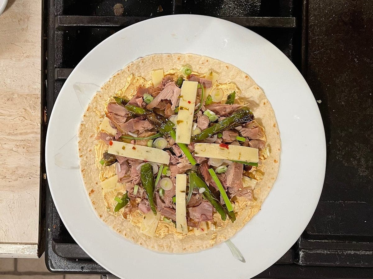 Before: Duck quesadilla, original phone photo