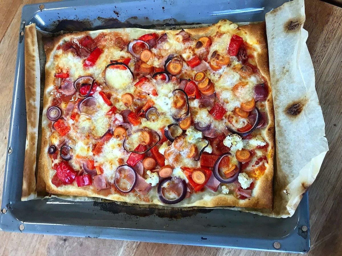 After: Veggie sheet-pan pizza