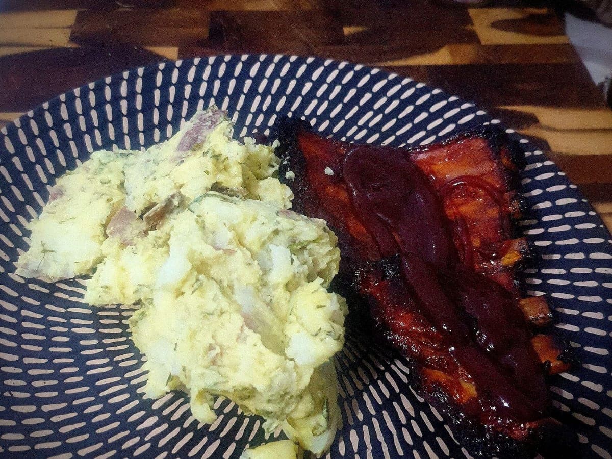 After: BBQ ribs & potato salad, Dark & Moody look