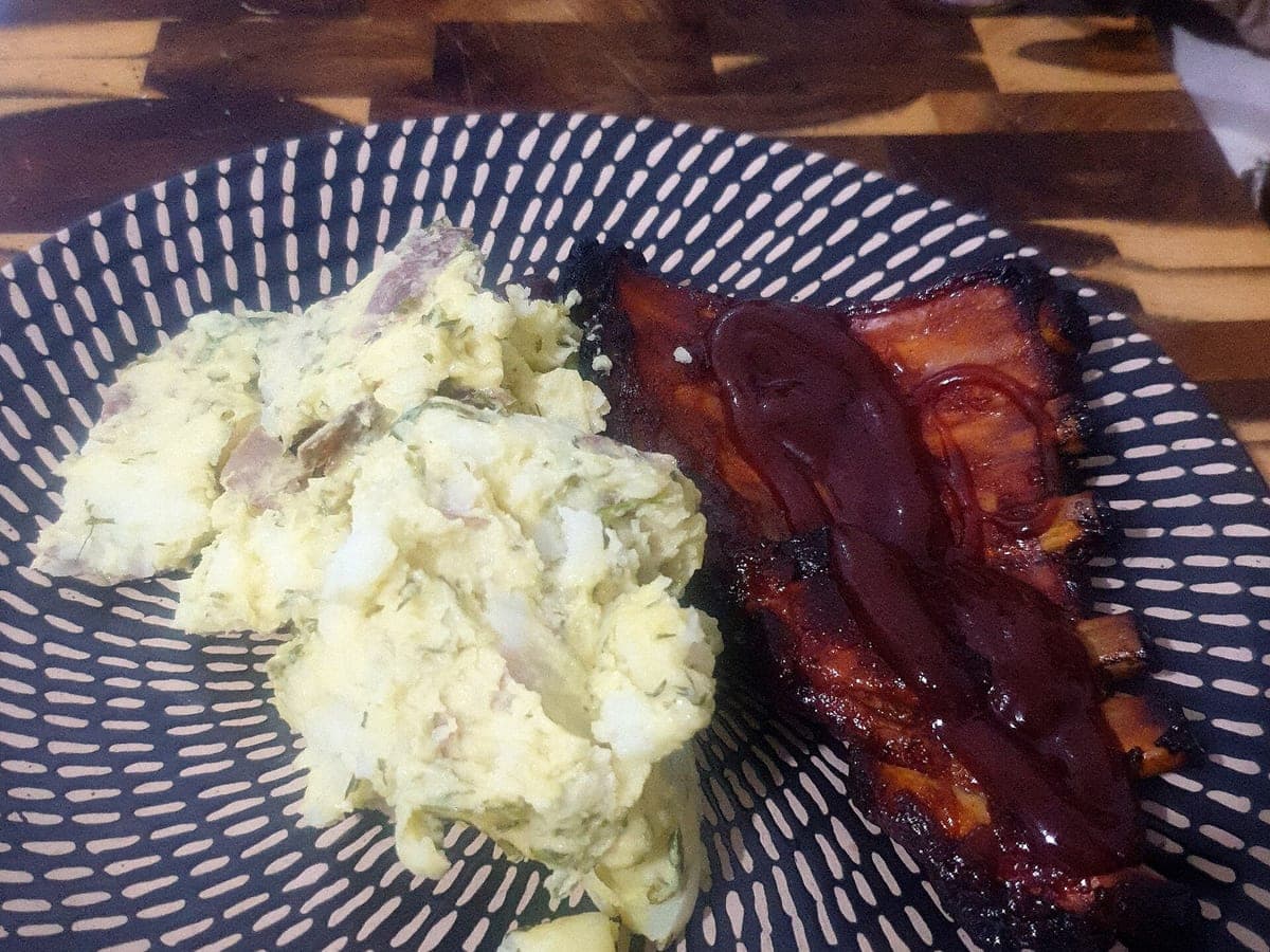 Before: BBQ ribs & potato salad, original phone photo