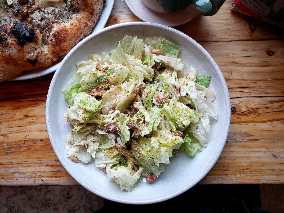 After: Caesar salad, Restaurant Table look