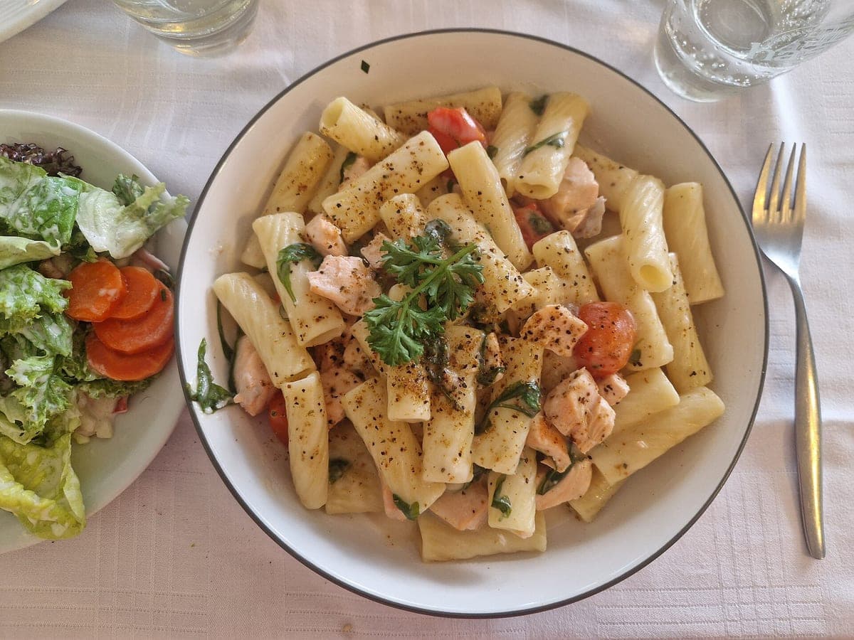 Before: Salmon rigatoni, original phone photo