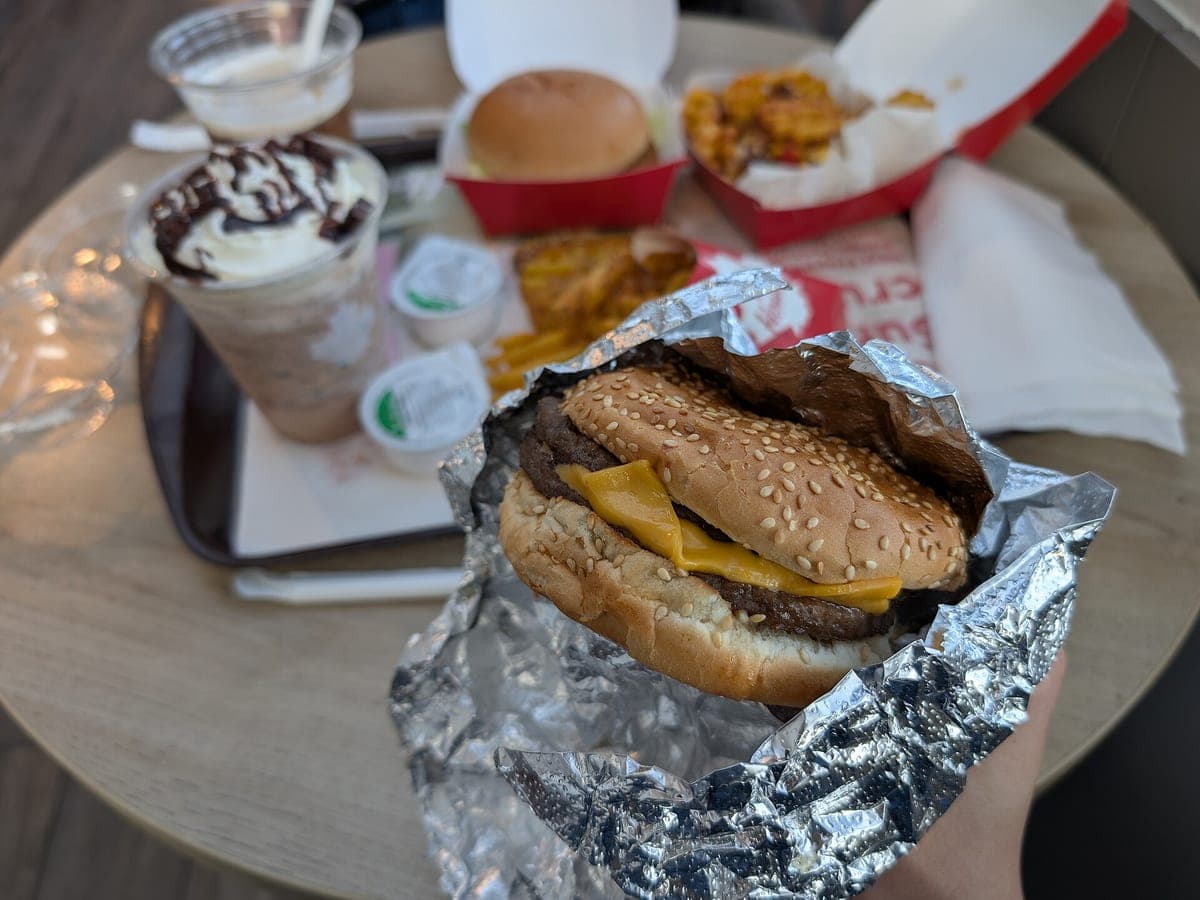 Before: Double cheeseburger in foil, original phone photo