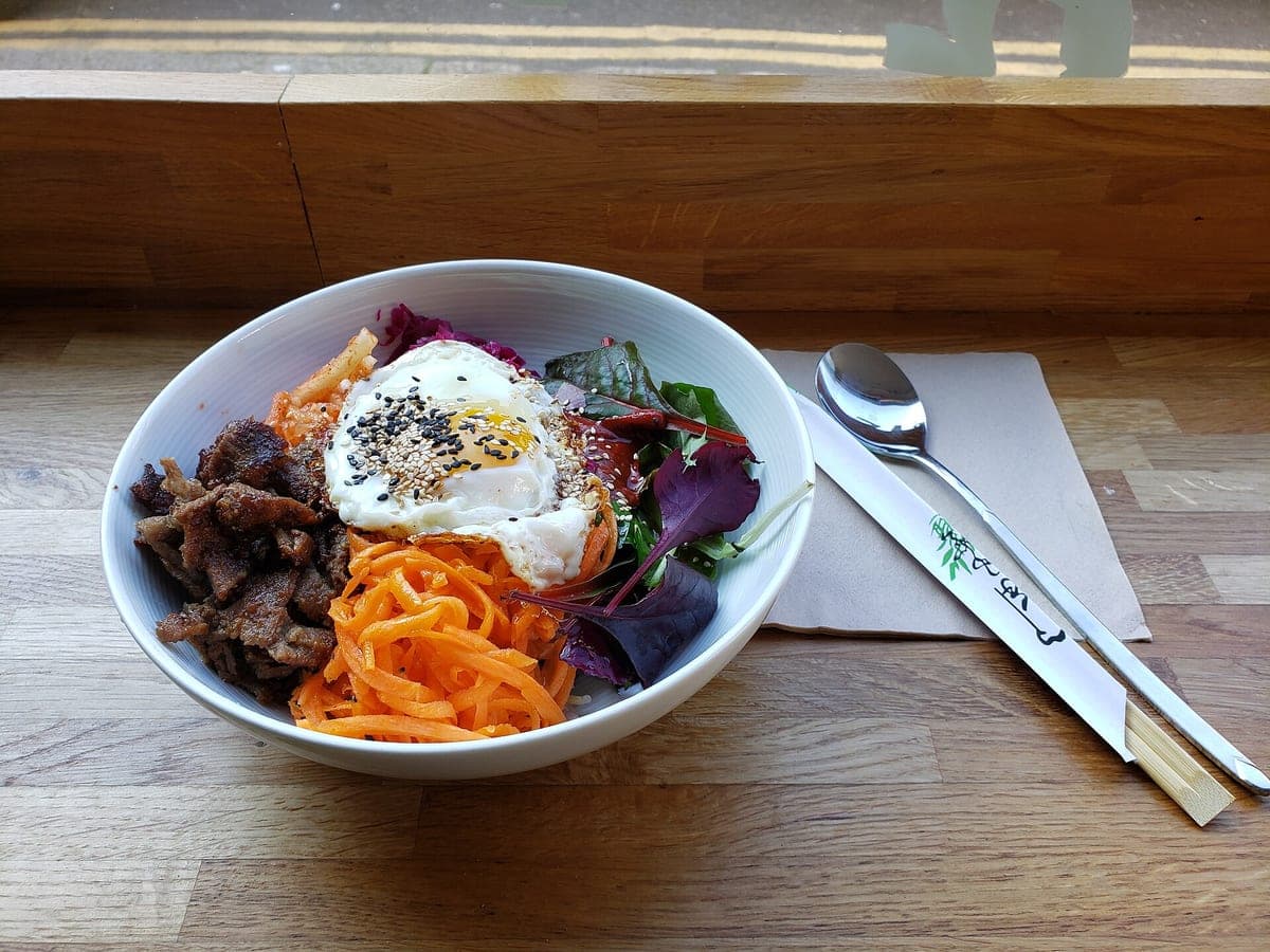 Before: Beef bibimbap, original phone photo