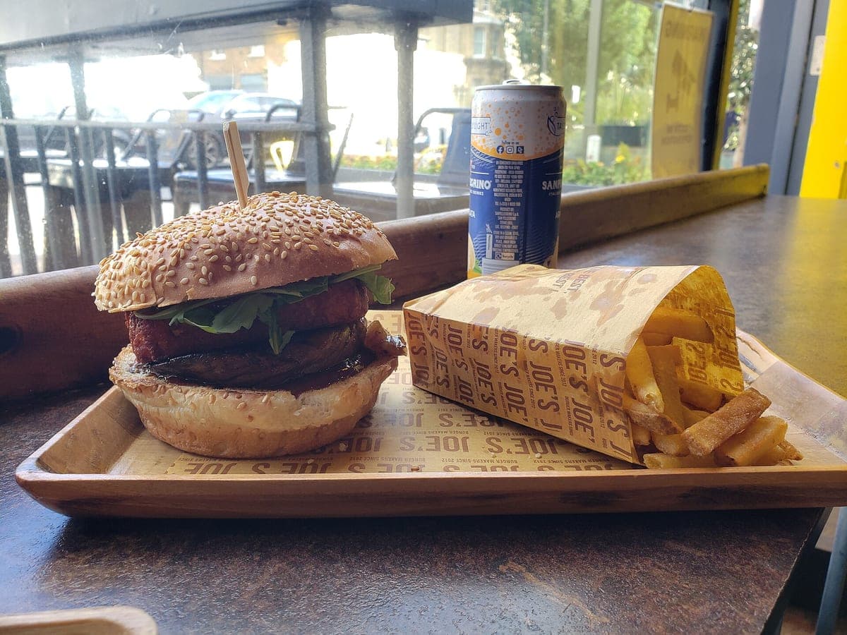 Before: Veggie burger & fries, original phone photo